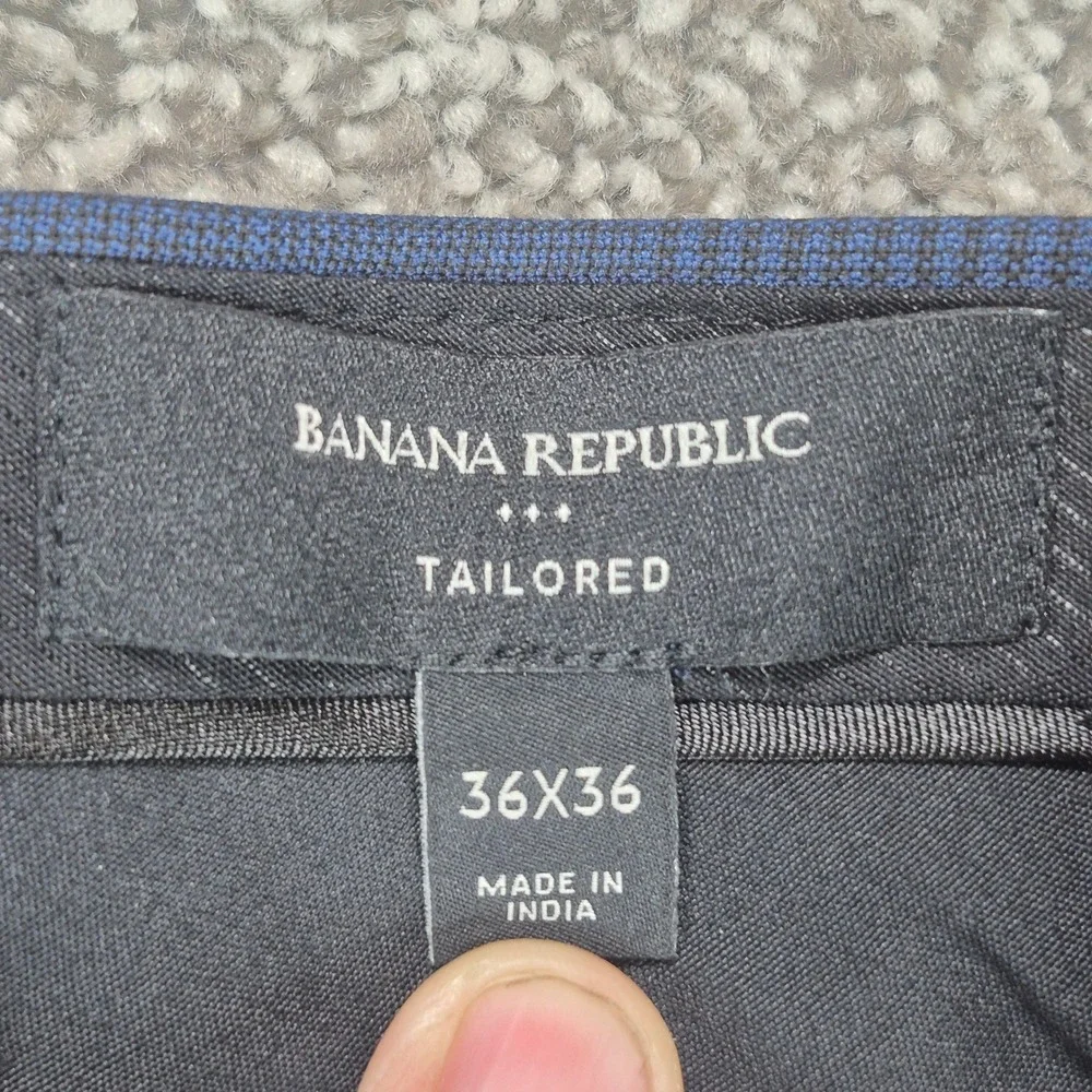 NWT Banana Republic Suit Mens 46L Blue Glen Plaid Prince of Wales Wool Blend
